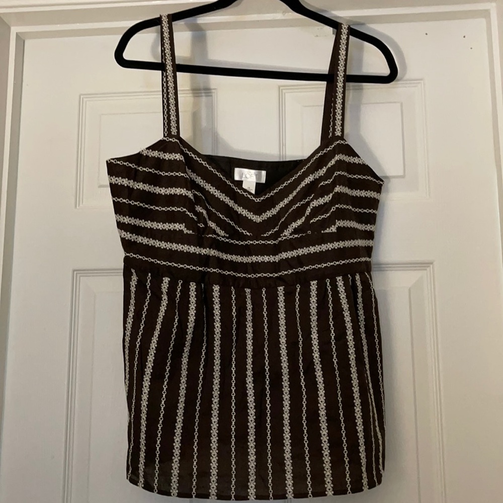 LOFT Chocolate and Cream Cami Top